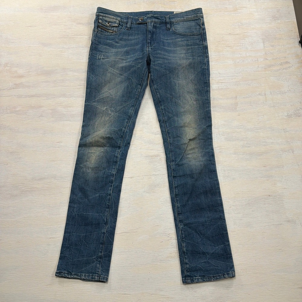 Diesel Jeans Livy-Biker 28 Low Rise Studded Moto Stretch Blue Women